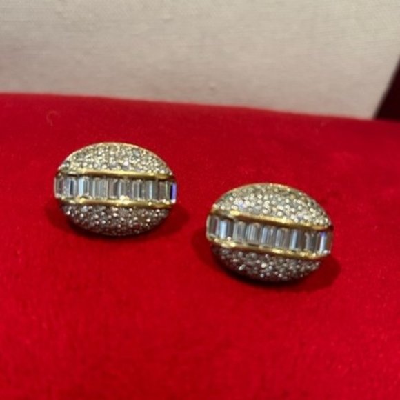 S.A.L SWAROVSKI Clear Crystal Gold EARRINGS - Picture 7 of 11